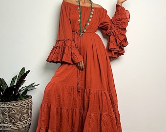rust orange boho dress orange boho dress Aurora Dress Burnt Orange B.Y BOHO