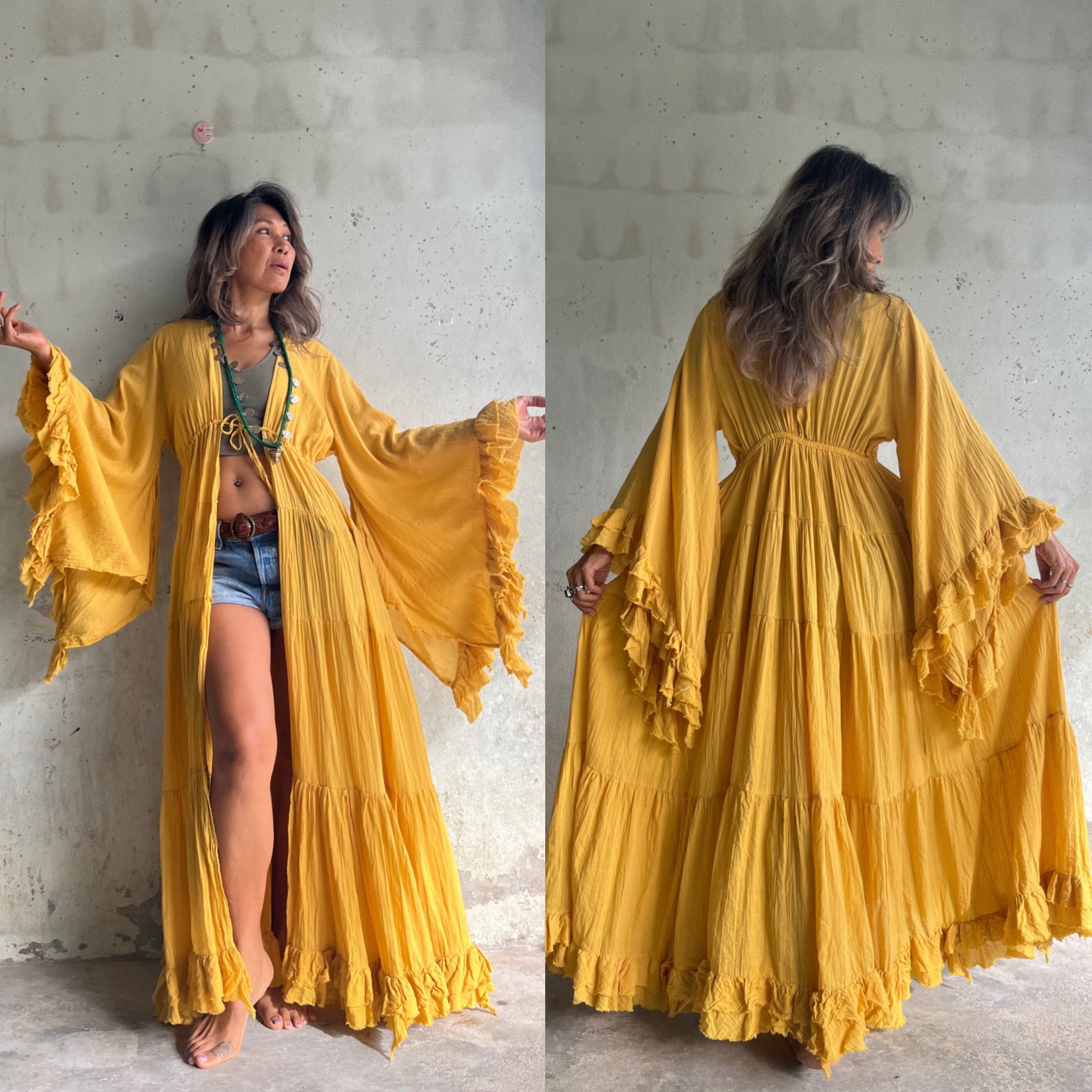 Mustard kimono dress hot sale
