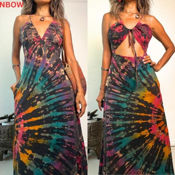Boho Tie Dye Peasant Maxi Dress,cotton Jersey Tie Dye Backless Dress,beach Tie  Dye Dress,festival Tie Dye Dress,hippie Tie Dye Dress. - Etsy