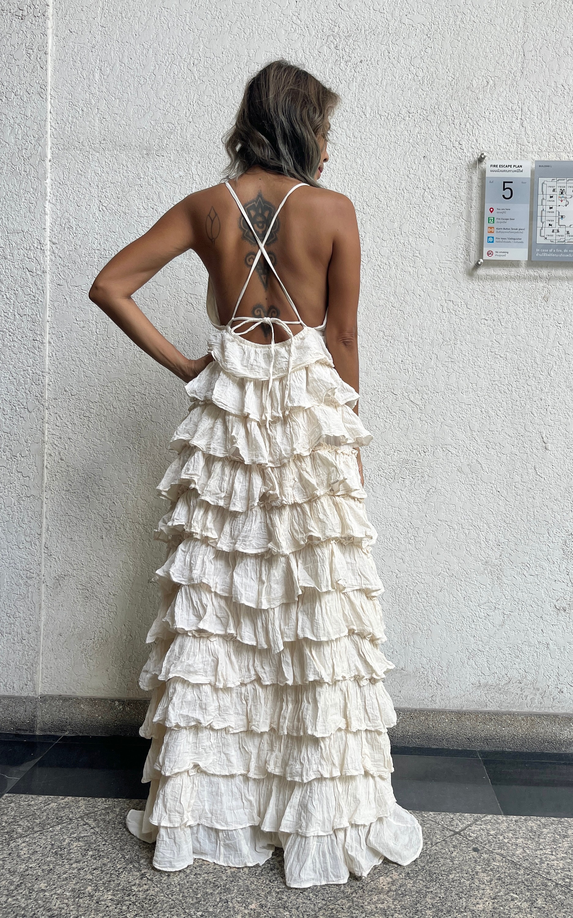 Boho Layered Wedding Dress,Floor length Wedding dress,Maternity dress for Photoshoot,Festival maxi dress,Cotton Wedding Dress.Resort Wear.