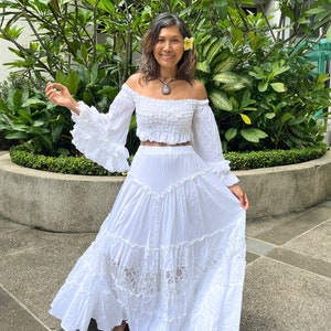 Two piece Maternity dress for photo shoot,Photoshoot set Top and maxi Skirt,Boho White set in Skirt,Option top only, skirt only Or set