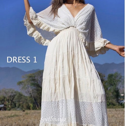 Boho Lace Trim Cotton Maxi Dress/kaftan Wedding Dress/ Boho - Etsy