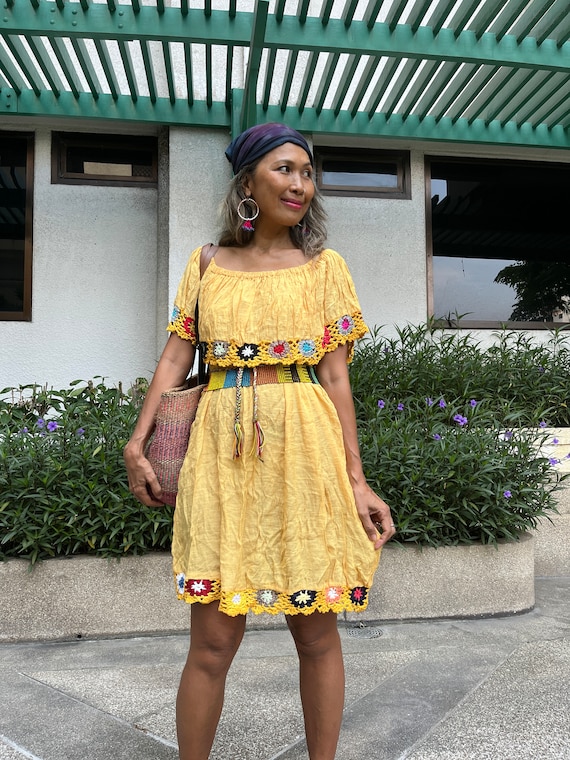 crochet dress short Target, stretch denim overalls dress / pinafore, FUC, size 8, L: 67cm –  DaisyChainClothing main image 0