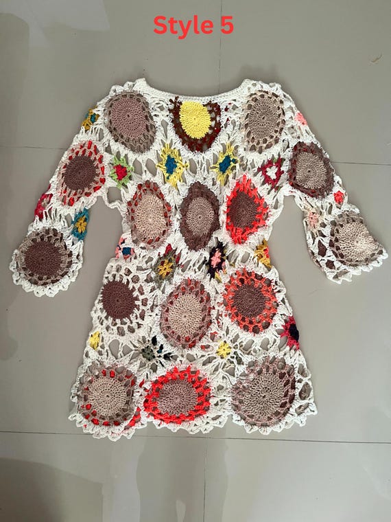 Handmade Knitted Granny Square Dress, Boho Crochet Mini Dress, Festival Crochet Bikini Cover Ups/boho Crochet Dress/festival Crochet Dress. - Etsy Handmade Knitted Granny Square Dress, Boho Crochet Mini Dress, Festival Crochet Bikini Cover Ups/boho Crochet Dress/festival Crochet Dress. - Etsy