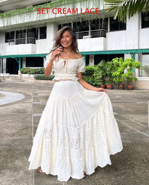 White Crochet Trim Maxi Flowing Dress White Crochet Trim Maxi Flowing Dress