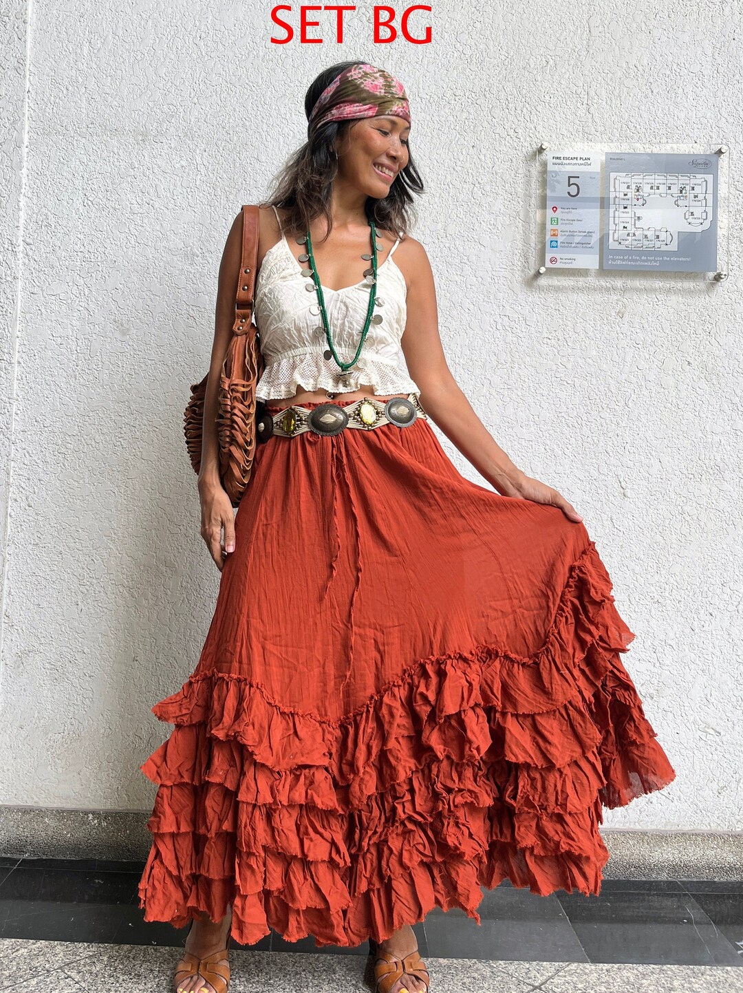 Peasant blouse with maternity maxi skirt
