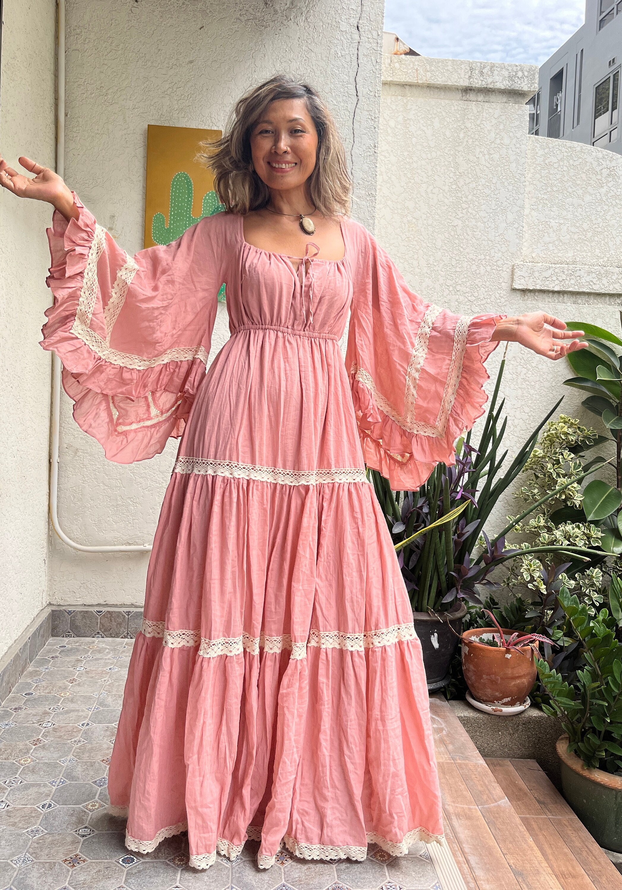 Boho Cotton Lace Trim Maxi Dress,Pink Kaftan Maxi dress,Maternity For Photoshoot Maxi dress,Photoshoot Outfits,Festival wide sleeve dress. Boho Cotton Lace Trim Maxi Dress,Pink Kaftan Maxi dress,Maternity For Photoshoot Maxi dress,Photoshoot Outfits,Festival wide sleeve dress.