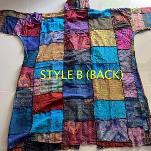 Boho Patchwork Long Coat / Jacket With Pocket and Hoody - Etsy