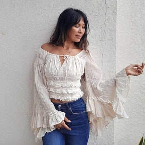 Boho 2 piece set top and skirt,Maternity for Photoshoot set top and skirt,Cotton full circle maxi skirt,Wide sleeve lace trim blouse.