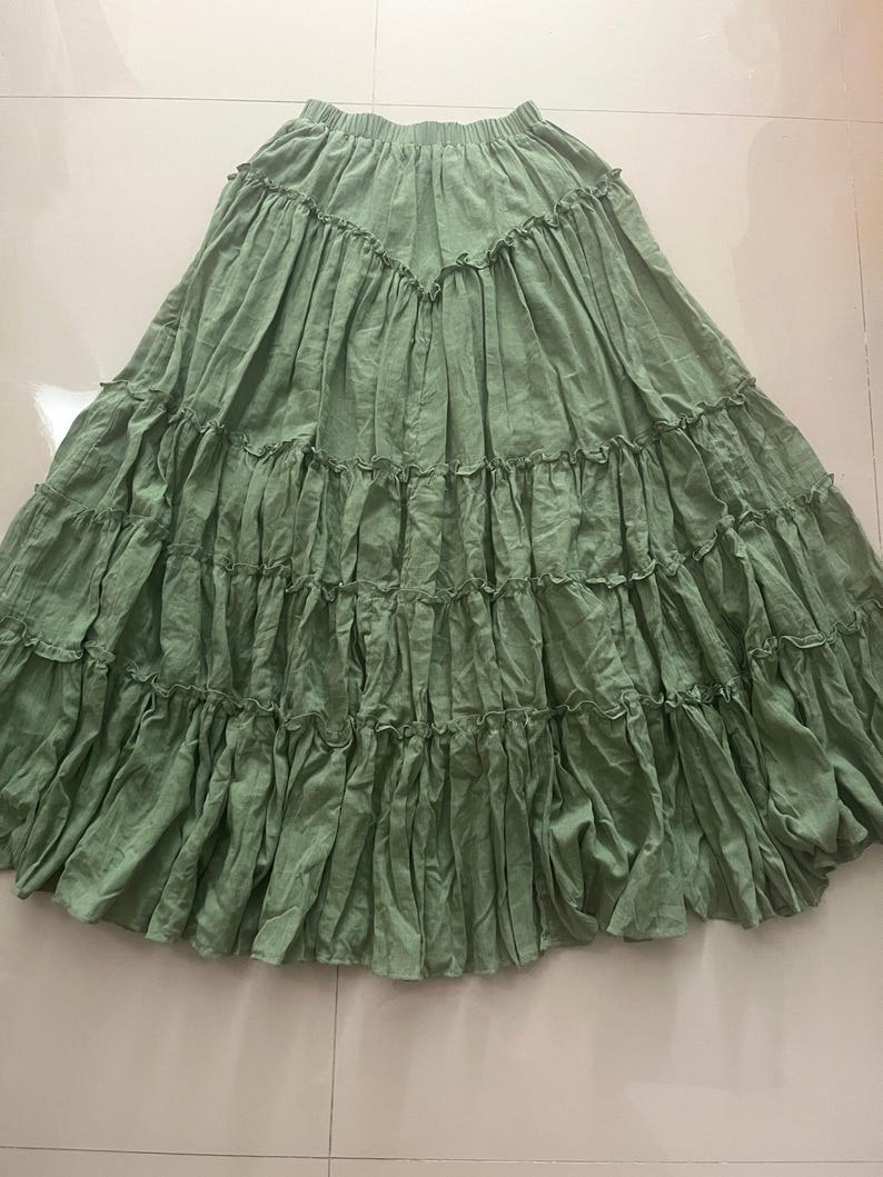 Boho Maxi Skirt/Boho Set Clothing,Cotton Maxi Skirt,Maternity 2 piece set,Festival 2 Pieces set, Options for Top Only,Skirt Only, or Set Plaid Green skirt