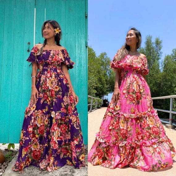 Bohemian Wedding Dress boho off the Shoulder Flora Printed Dress