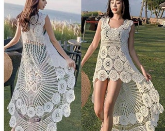 Boho High Low Lace Long Top,High Low Lace Crop Top,Lace Bikini Cover Up,Festival Long Lace Jacket,Boho Lace Top,Hippie Lace Top,Beach Top.