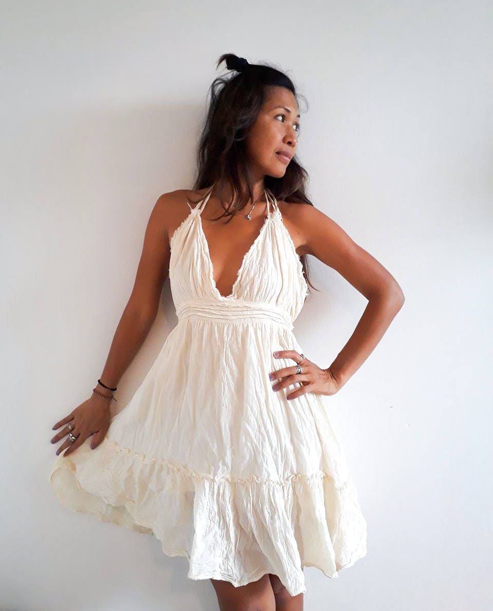 Sexy Cute Boho Beach Dress. Off White Short Sun Dress. Perfect | Etsy