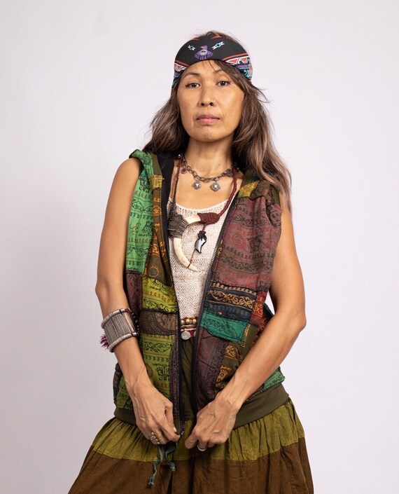 Hippy Patchwork Hooded Winter Jacket 