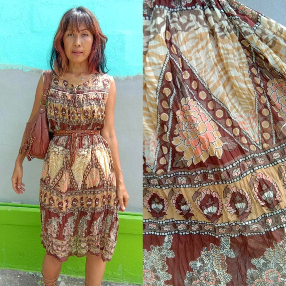 Vintage India Gauze Cotton Dress/Loose Indian dres