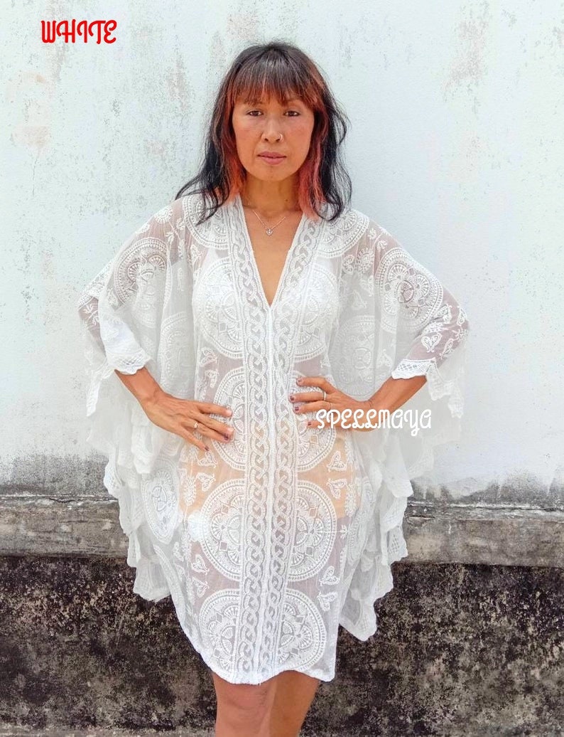 Bohemian Embroidered Kaftan/beach Lace Kaftan/festival Mini Etsy