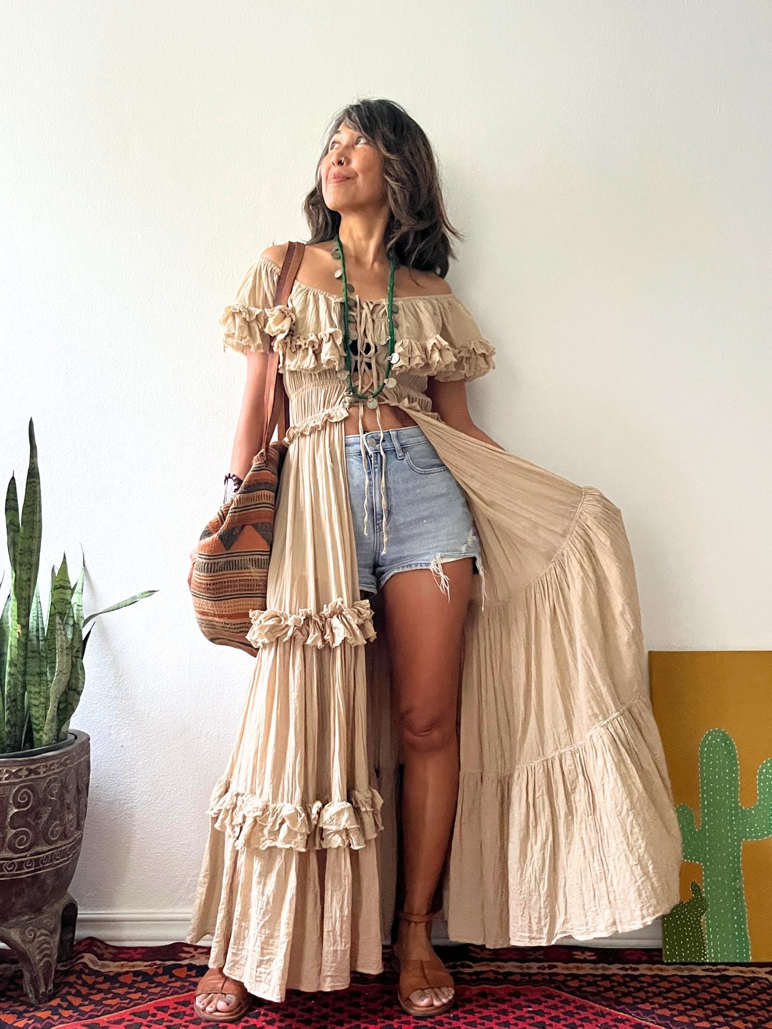 kimono cardigan with maxi dress Vintage 60s Psychedelic Kimono Cardigan & Maxi Dress Set