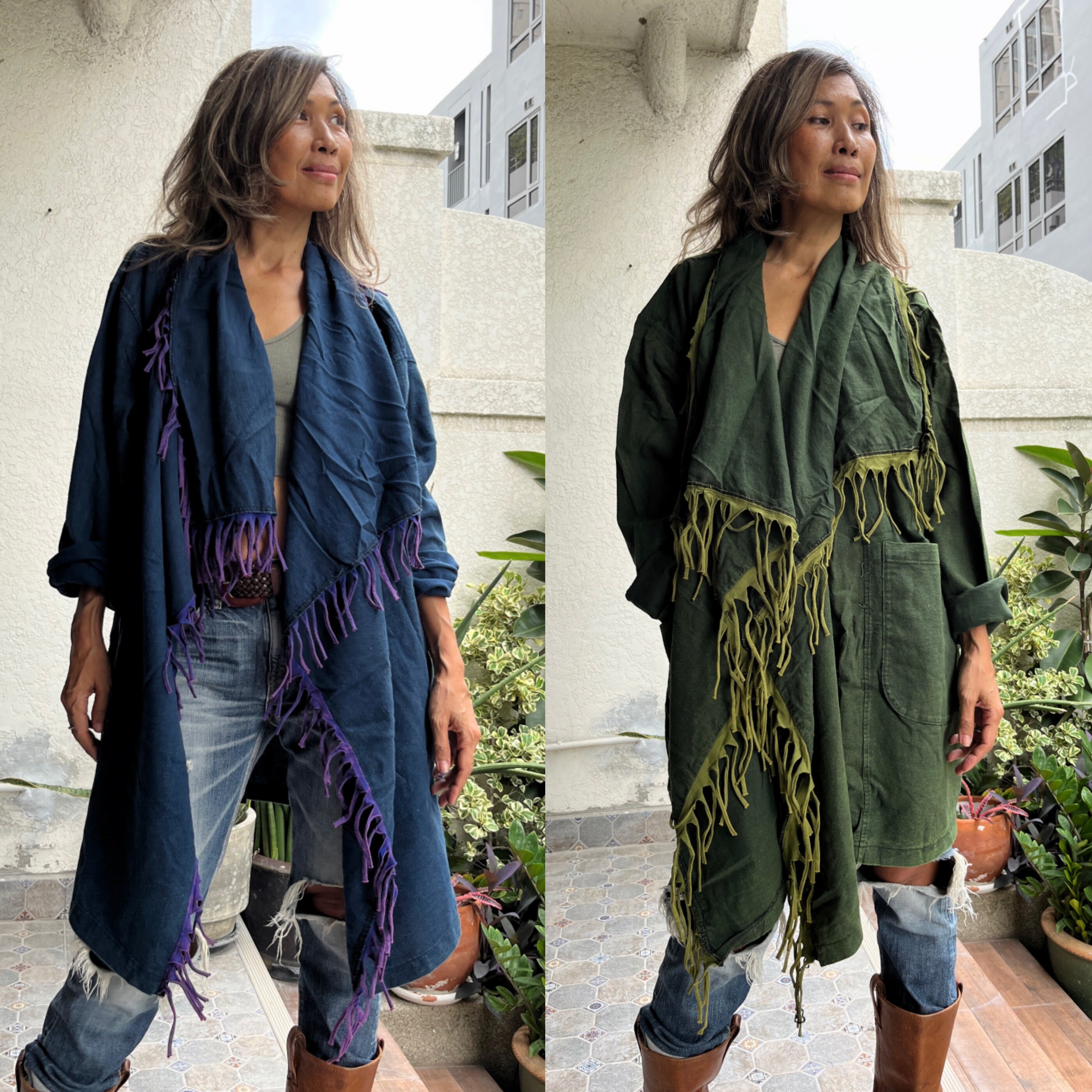 Handmade Boho Fringe Duster,hippie Cotton Fringe Wrap Jacket Handmade Boho Fringe Duster,hippie Cotton Fringe Wrap Jacket
