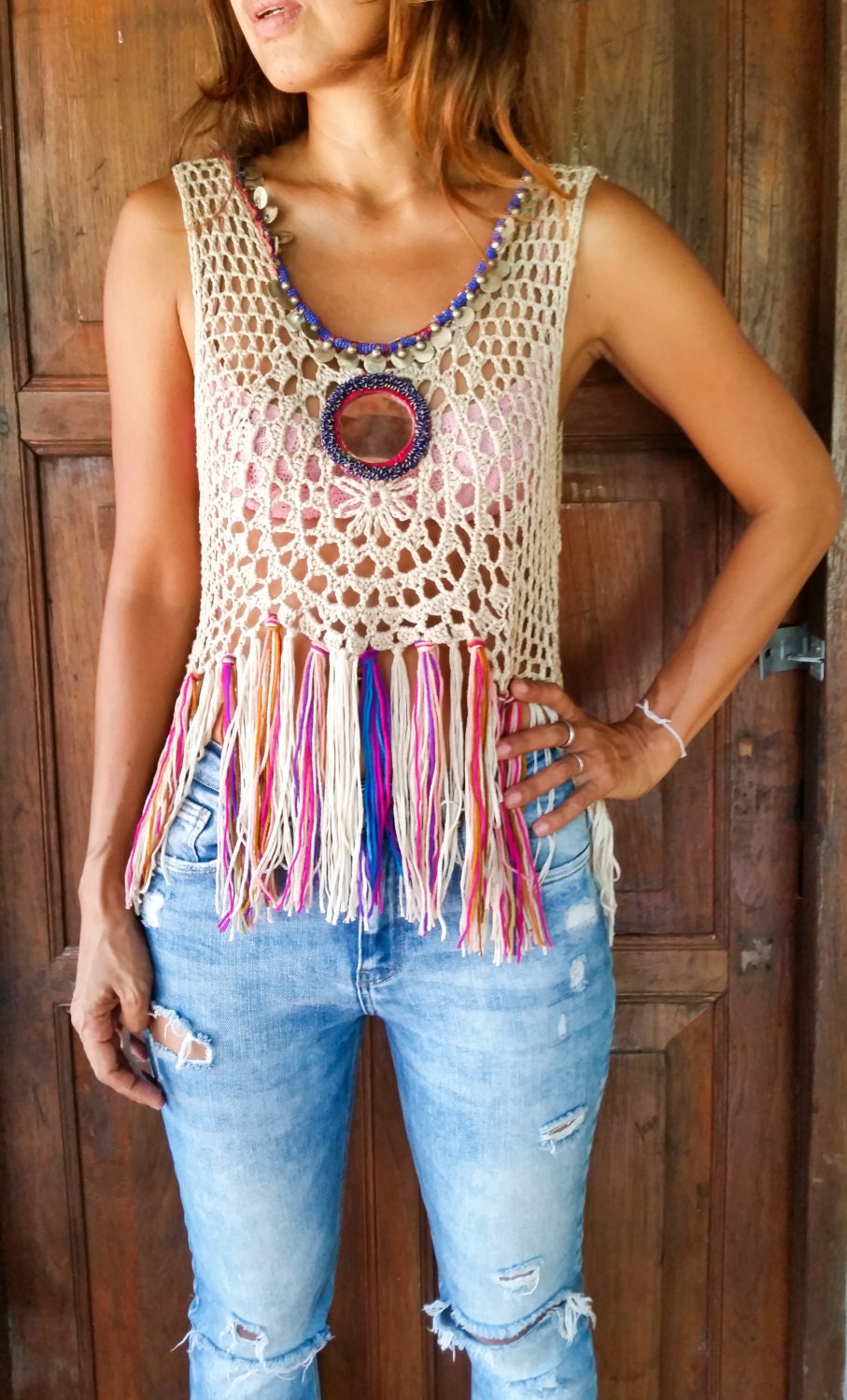 Spellmaya Handmade Crochet Top with Vintage Jewelry Real Etsy