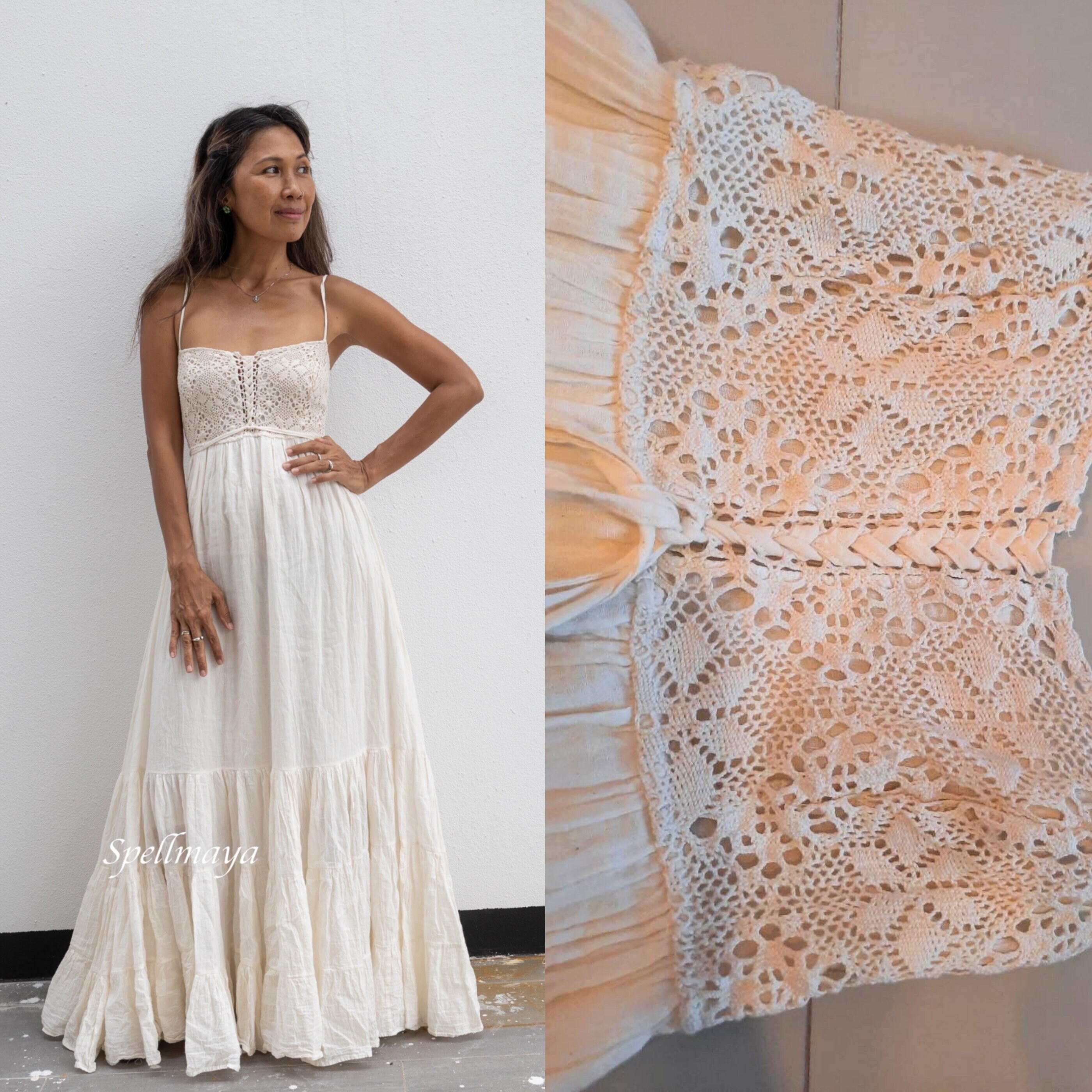 boho lace tulle maxi dress