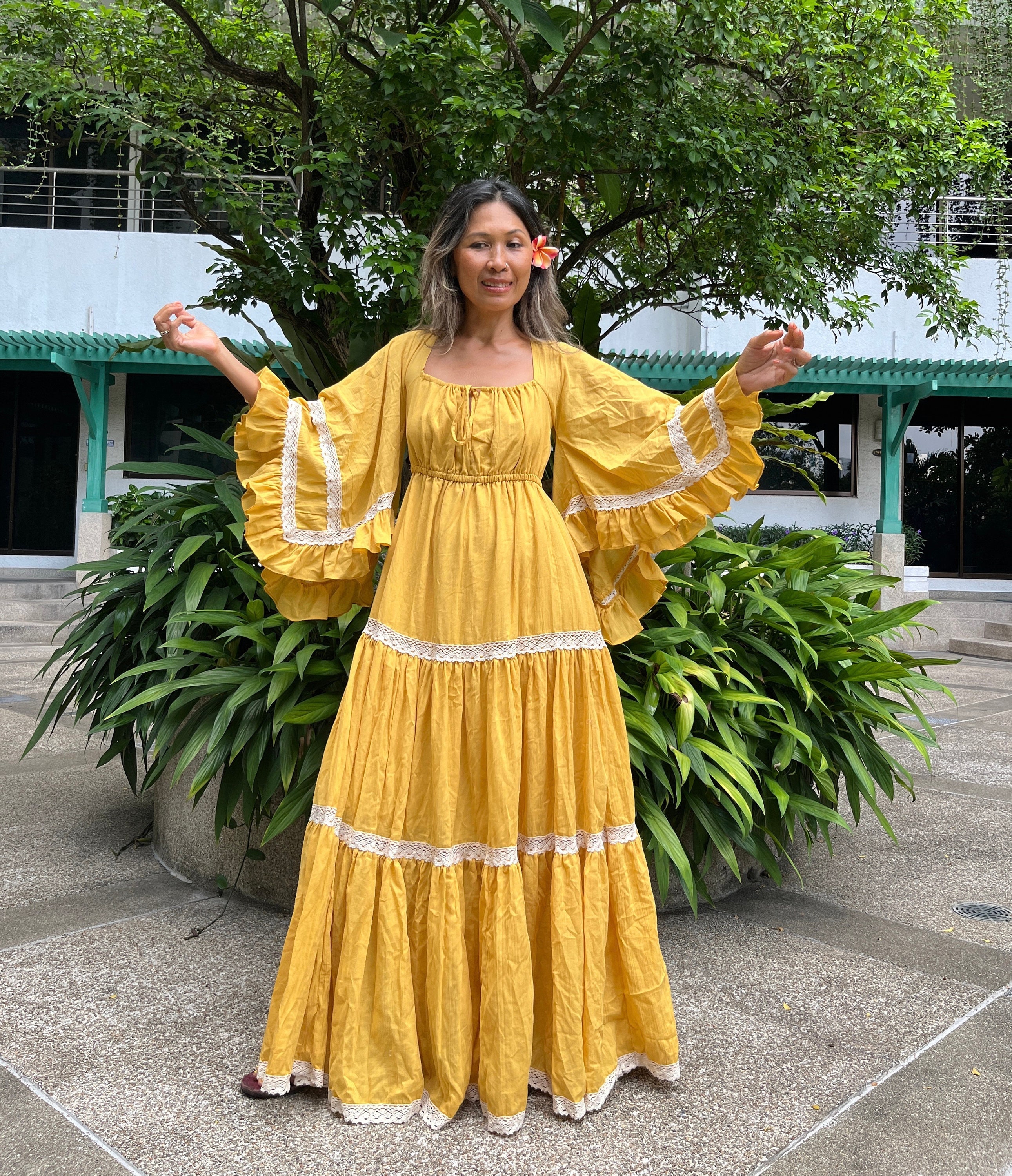 Maxi Dress Mustard Yellow Etsy