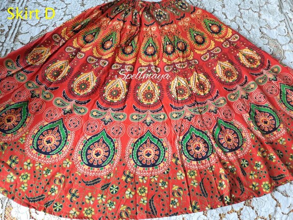 Jupe Longue Injiri Broderie Ethnique Coton Indien - Taille L - Occasion Très Bon État