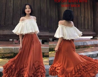 Boho off shoulder cotton blouse,Boho Sexy Blouse,Ruffle cotton Crop top,Beach Blouse,Cotton Crop Top,Romantic cotton Blouse,Summer Top.