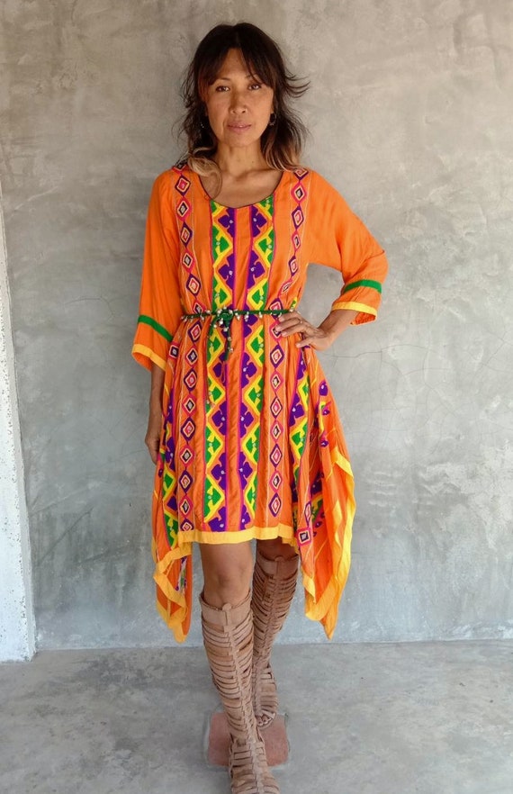 boho embroidered dress india Hand Embroidered 70s Boho Dream Dress from India, size M main image 0