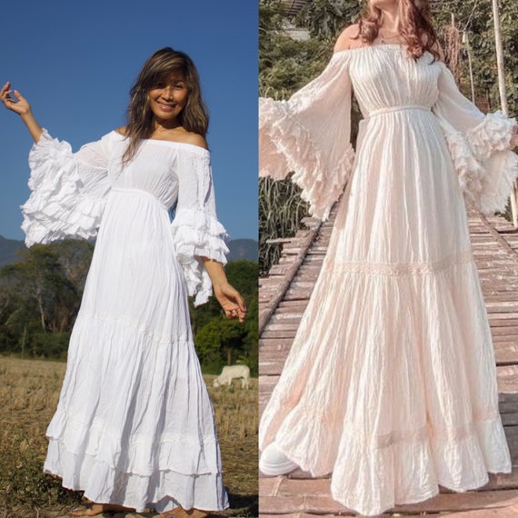 bohemian ruffle maxi dress