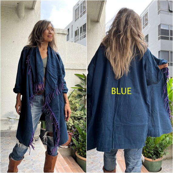 Handmade Boho Fringe Duster,hippie Cotton Fringe Wrap Jacket Handmade Boho Fringe Duster,hippie Cotton Fringe Wrap Jacket