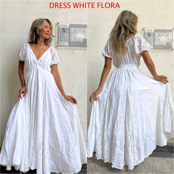 Boho Lace Trim Maxi Dress/Maternity Wedding Dress/Off shoulder Maxi White  Dress/Maternity for Photoshoot dress,Boho Wedding dress,Circle