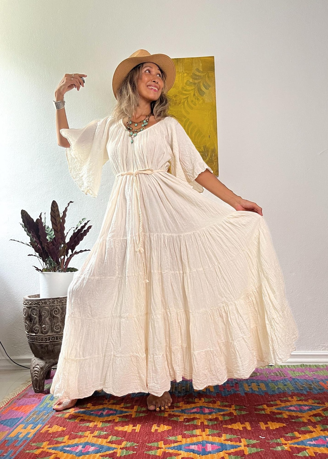 bohemian maxi dresses PRETTYGARDEN Women's Boho Maxi Dresses Floral Short Sleeve V Neck A Li