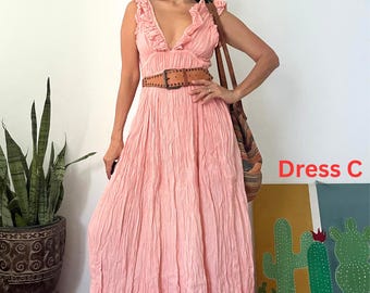 Boho Wedding Dress,Boho Ruffled Wedding dress,Deep V Neck Maxi Dress,Beach Wedding Dress,Engagement maxi dress,Vacation maxi dress, Resort.