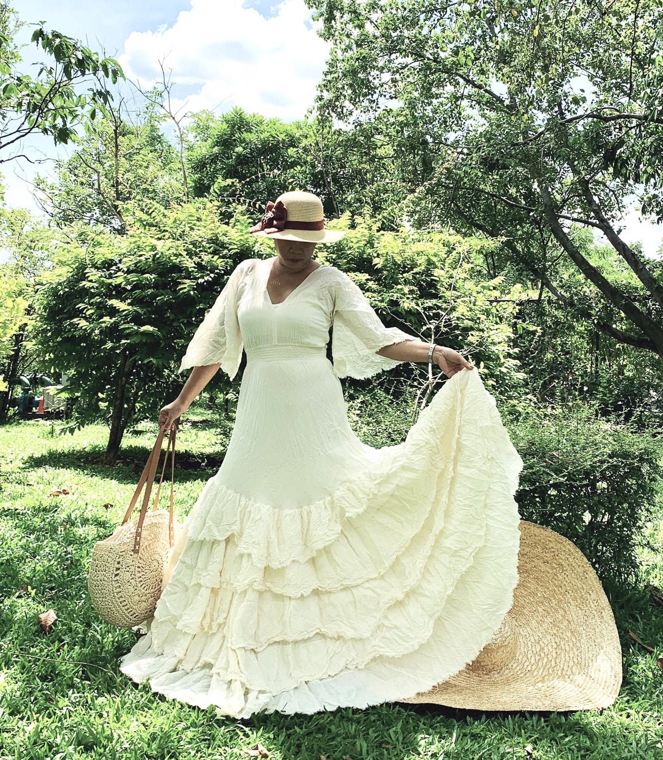 Handmade Bohemian Wedding Dress/White Wedding Dress/Boho V | Etsy