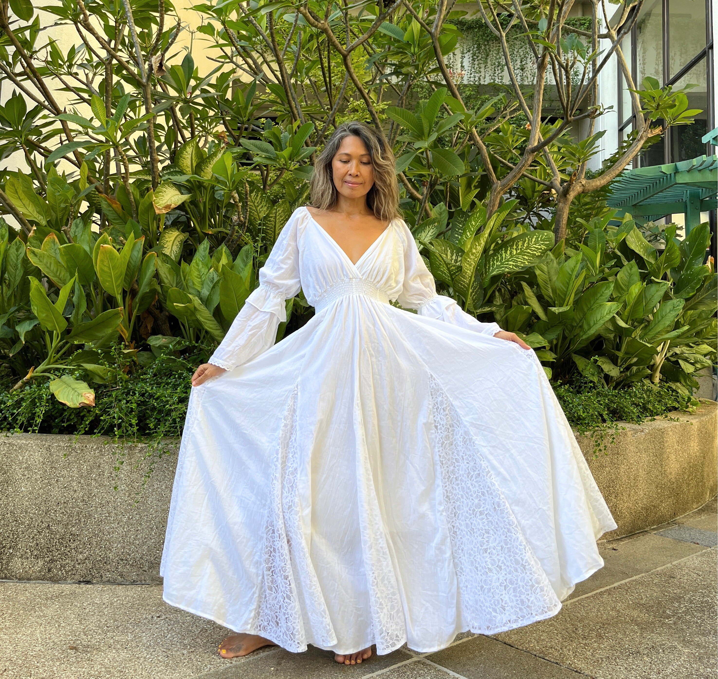 ボヘミアン スモック オフショルダー ドレス / ボヘミアン コットン