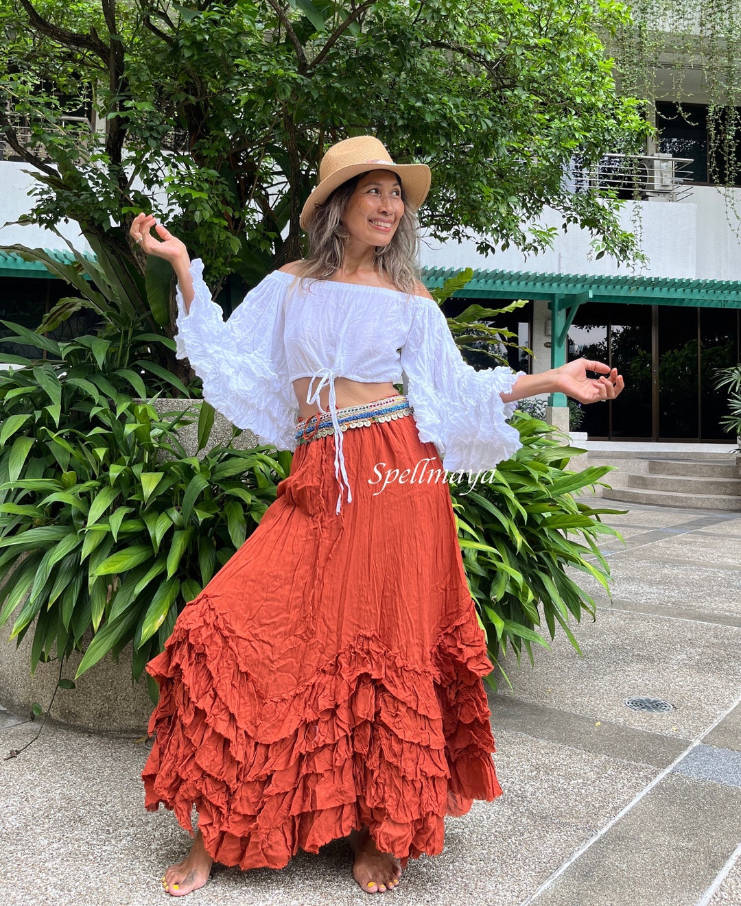 MABLE Tulle Tube Ruffle Crop Top and High Low Maxi Skirt Set