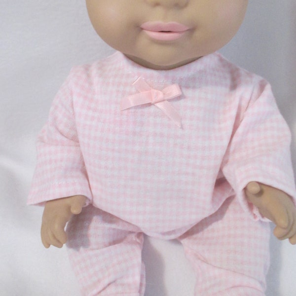 Doll Clothes Custom Made For Mealtime Magic Mia Doll Gingham Delicate Footed Sleeper Pink Doll Pajama