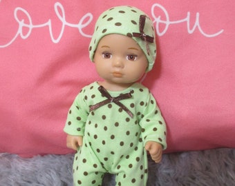 8" Doll Clothes Footed Sleeper & Hat Set Made to Fit AG Little Sister Doll