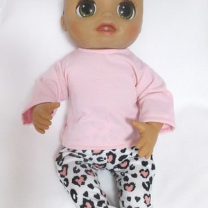 Baby Alive as Real as Can Be Doll Clothes 2Pc. Leopard Leggings & Pink Long Sleeve Top