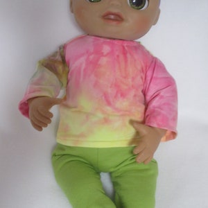 Baby Alive as Real as Can Be 2Pc. "Tie Dye" Long Sleeved Top Green Pants