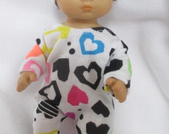 American Girl 8" Doll Clothes Footed Sleeper & Hat Set "Colorful Hearts" Girl Doll Clothes