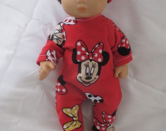 8" Doll Clothes American Girl Baby Sister Footed Sleeper & Hat Set Taking Care of Baby "Minnie Mouse"