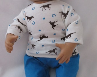 Baby Alive 2Pc. Outfit " I Love Horses" Long Sleeve Top Poly Cotton Pants
