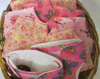 Doll Clothes 15-17" Baby Dolls Set of TWO Quilted Lined Cloth Diapers Pinks Girl Doll U Pick Pattern