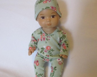 NEW Doll Clothes Made to Fit American Girl 8" Caring for Baby Footed Sleeper & Hat Set Pick a Pattern