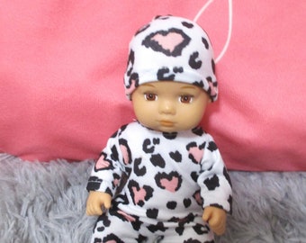 8" Doll Clothes Footed Sleeper & Hat Set Made to Fit AG Little Sister Doll Girl Doll Clothes