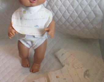 Doll Clothes Winnie The Pooh Bib Diapers Shirt Soft 12-13" Dolls Baby Alive Boy/Girl Doll 4 Pc Set