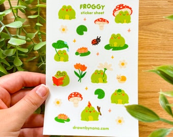 Froggy Sticker Sheet | Cute Frog Stickers | Frog Planner Stickers