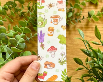 Cottagecore Bookmark | Mushrooms, Tea, Bees, Flowers