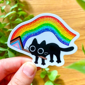 Pride Black Cat Sticker | Cute Pride Flag Kitty